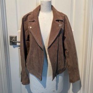 BLANK NYC Taupe Suede Moto Jacket